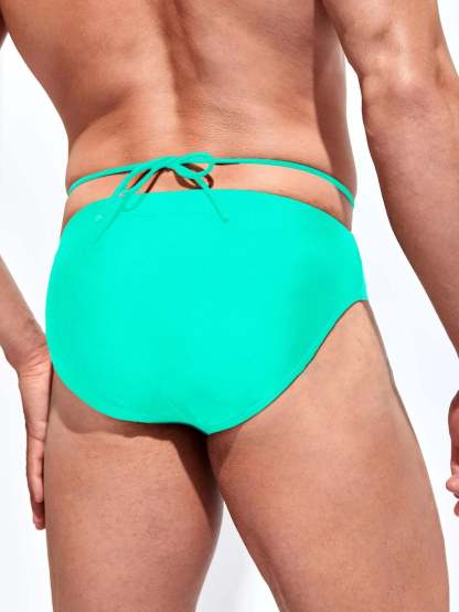 Medium Stretch Solid Color Swim Brief-Waves And Trunks