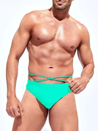 Medium Stretch Solid Color Swim Brief-Waves And Trunks