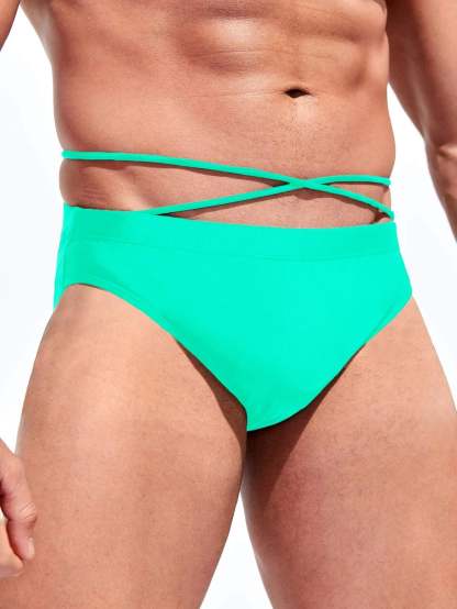 Medium Stretch Solid Color Swim Brief-Waves And Trunks