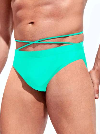 Medium Stretch Solid Color Swim Brief-Waves And Trunks