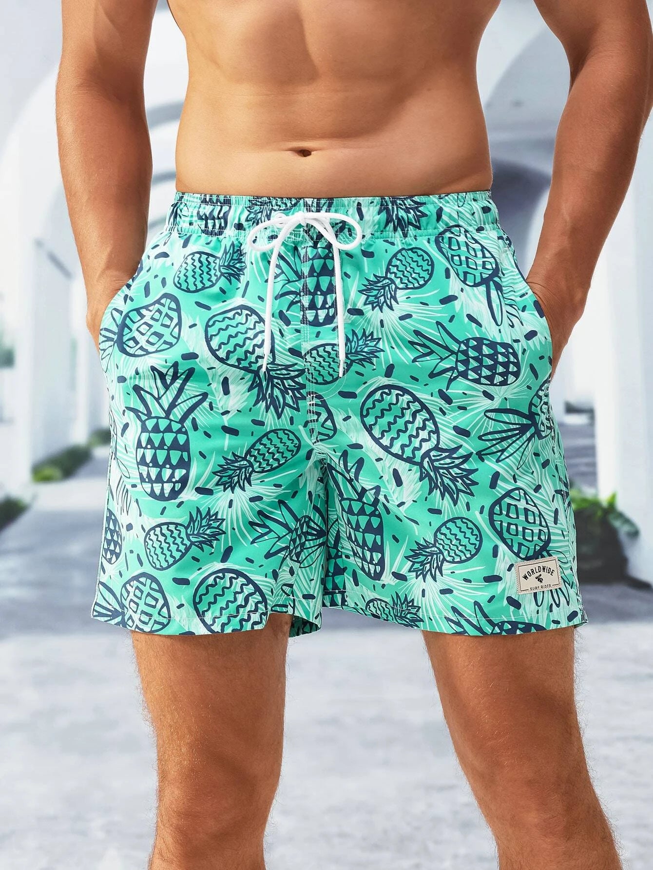 Drawstring Swim Trunks-Waves And Trunks