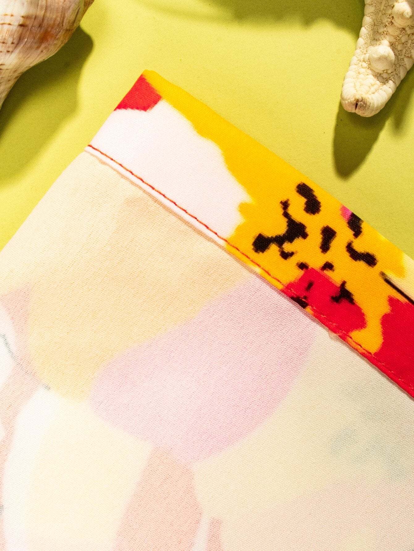 Non Stretch Floral Print Drawstring Waist Swim Trunks-Waves And Trunks