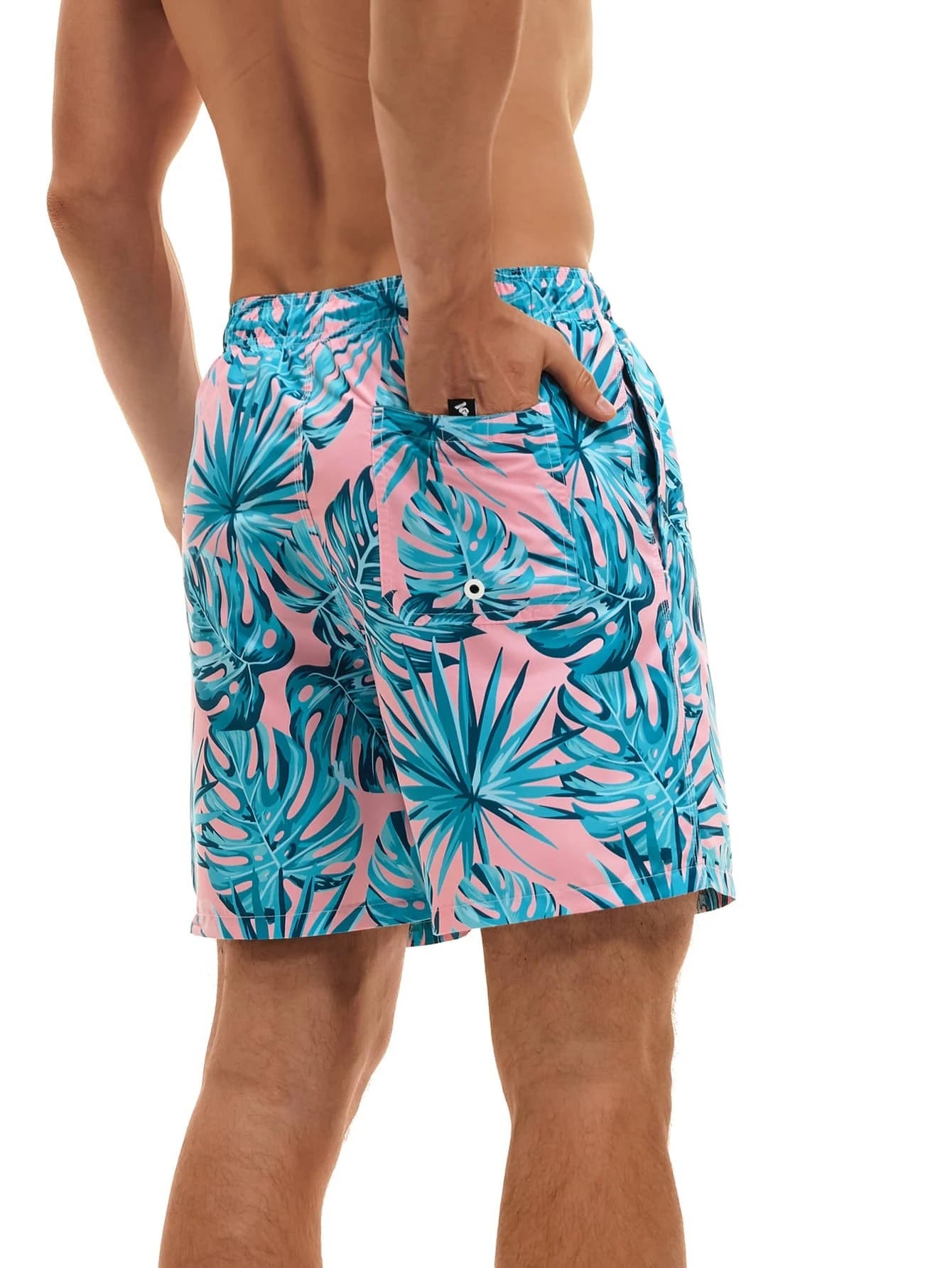 Drawstring Tropical All Over Print Swim Trunks-Waves And Trunks