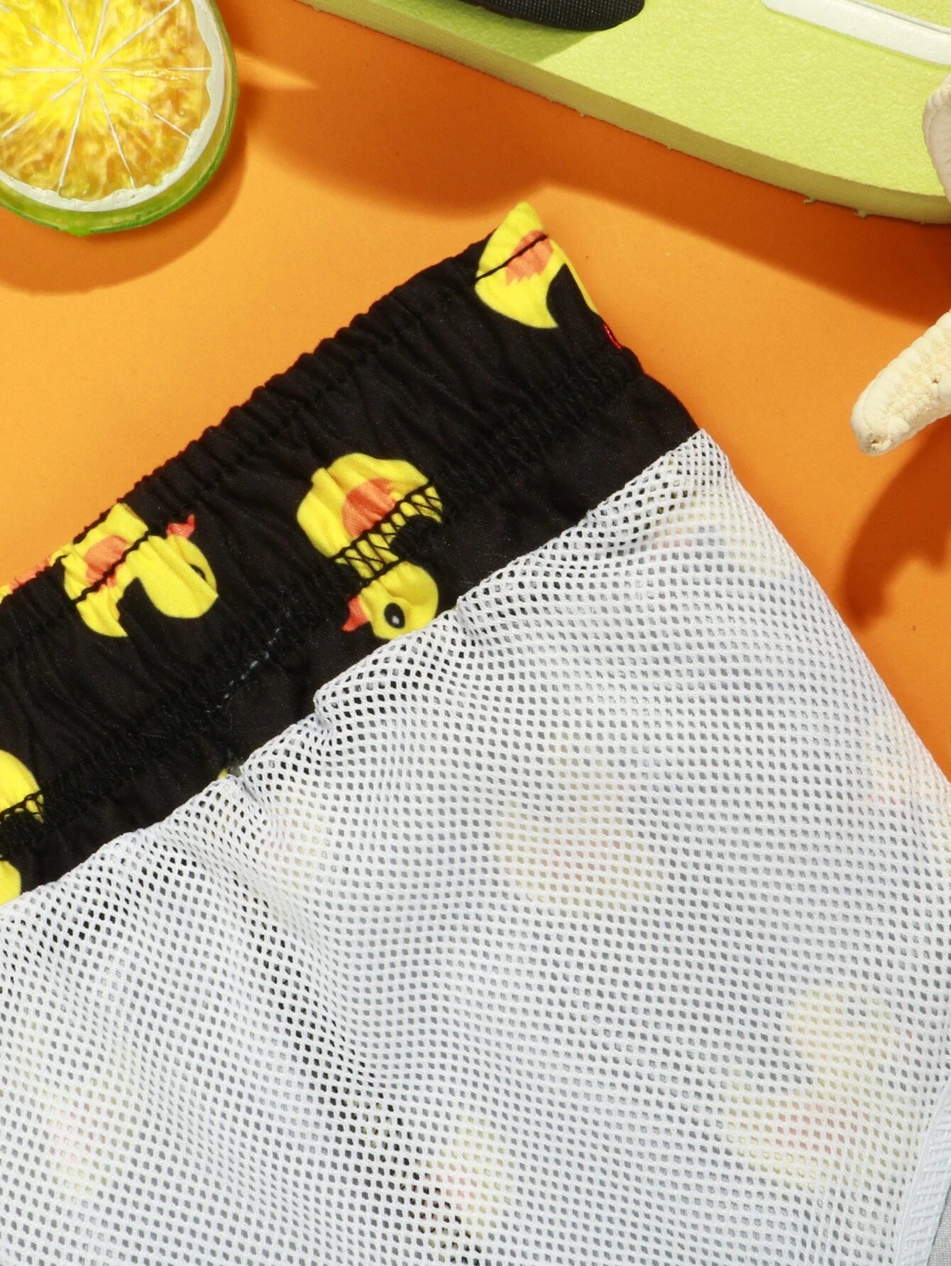 Duck Print Drawstring Waist Swim Shorts-Waves And Trunks