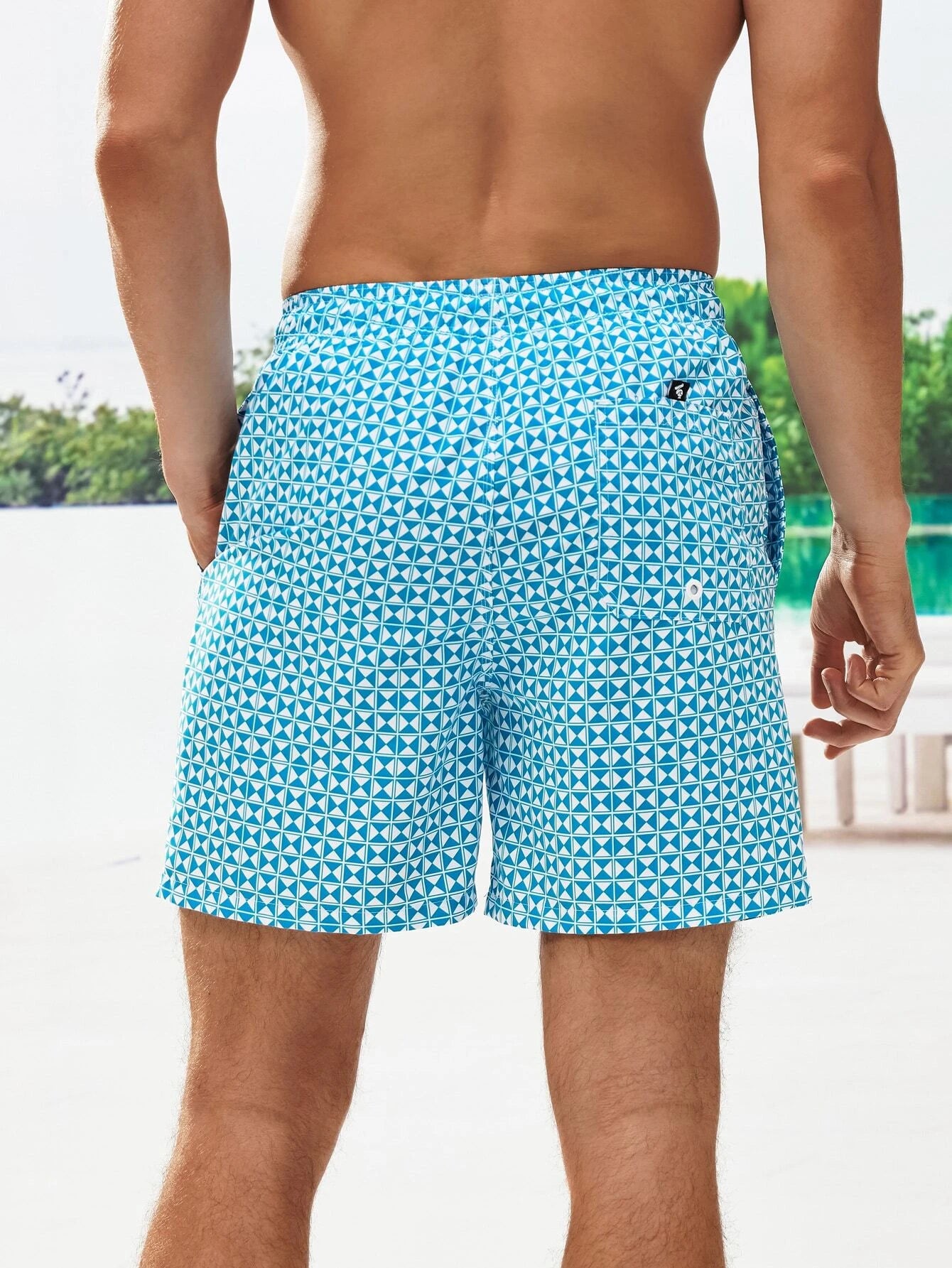 Vibrant Patterned Swim Trunks-Waves And Trunks