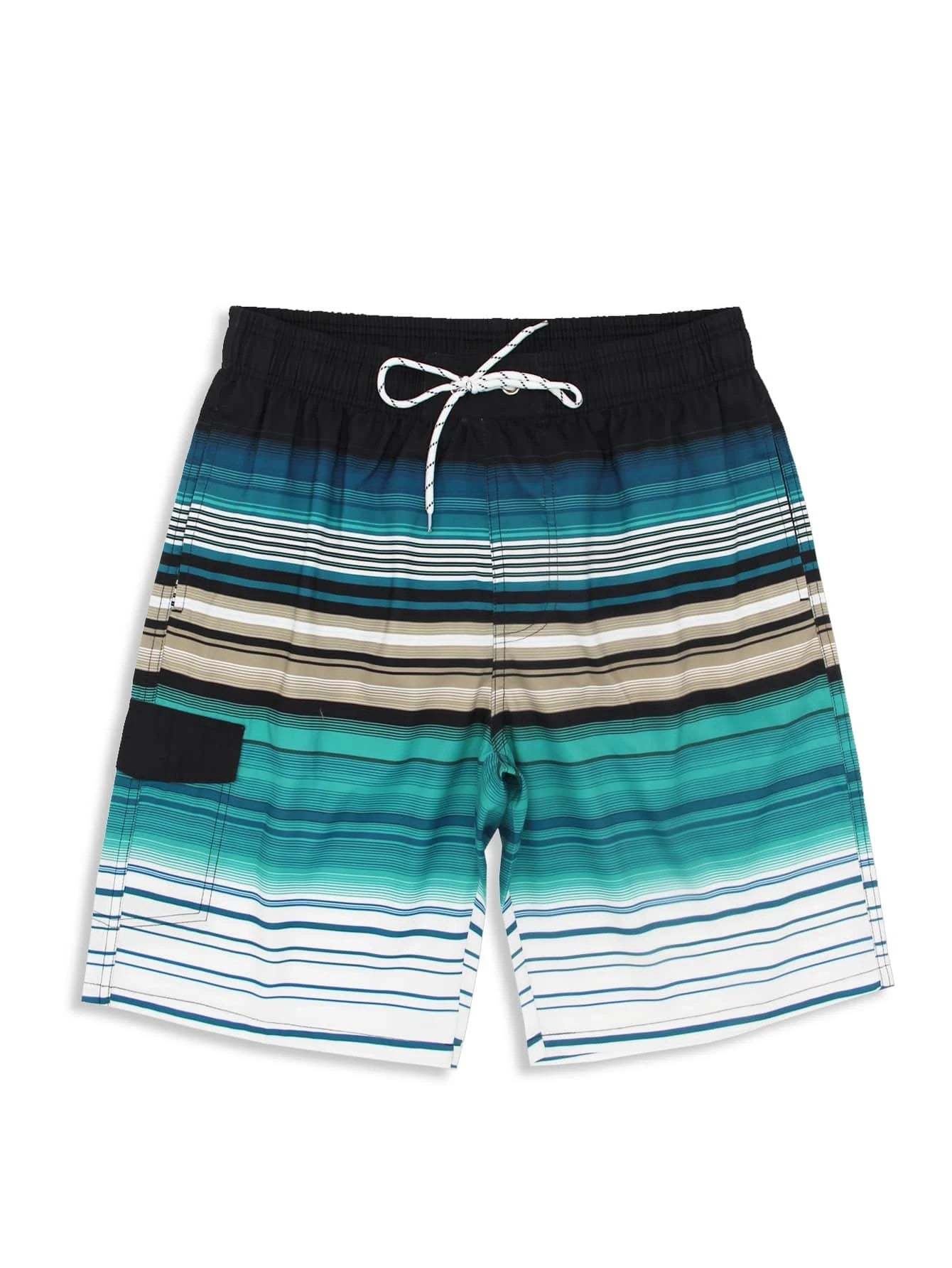 Striped Flap Detail Swim Shorts-Waves And Trunks