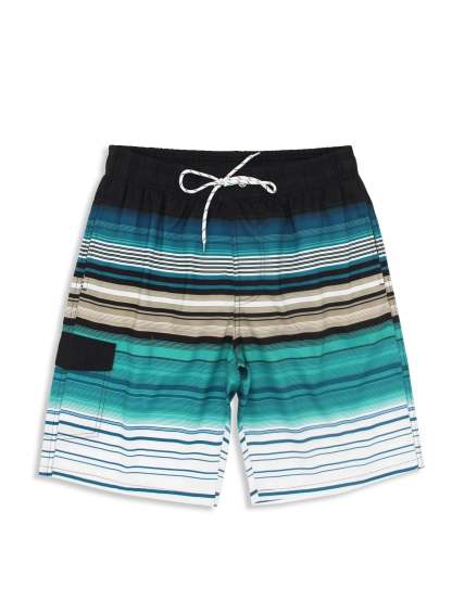 Striped Flap Detail Swim Shorts-Waves And Trunks