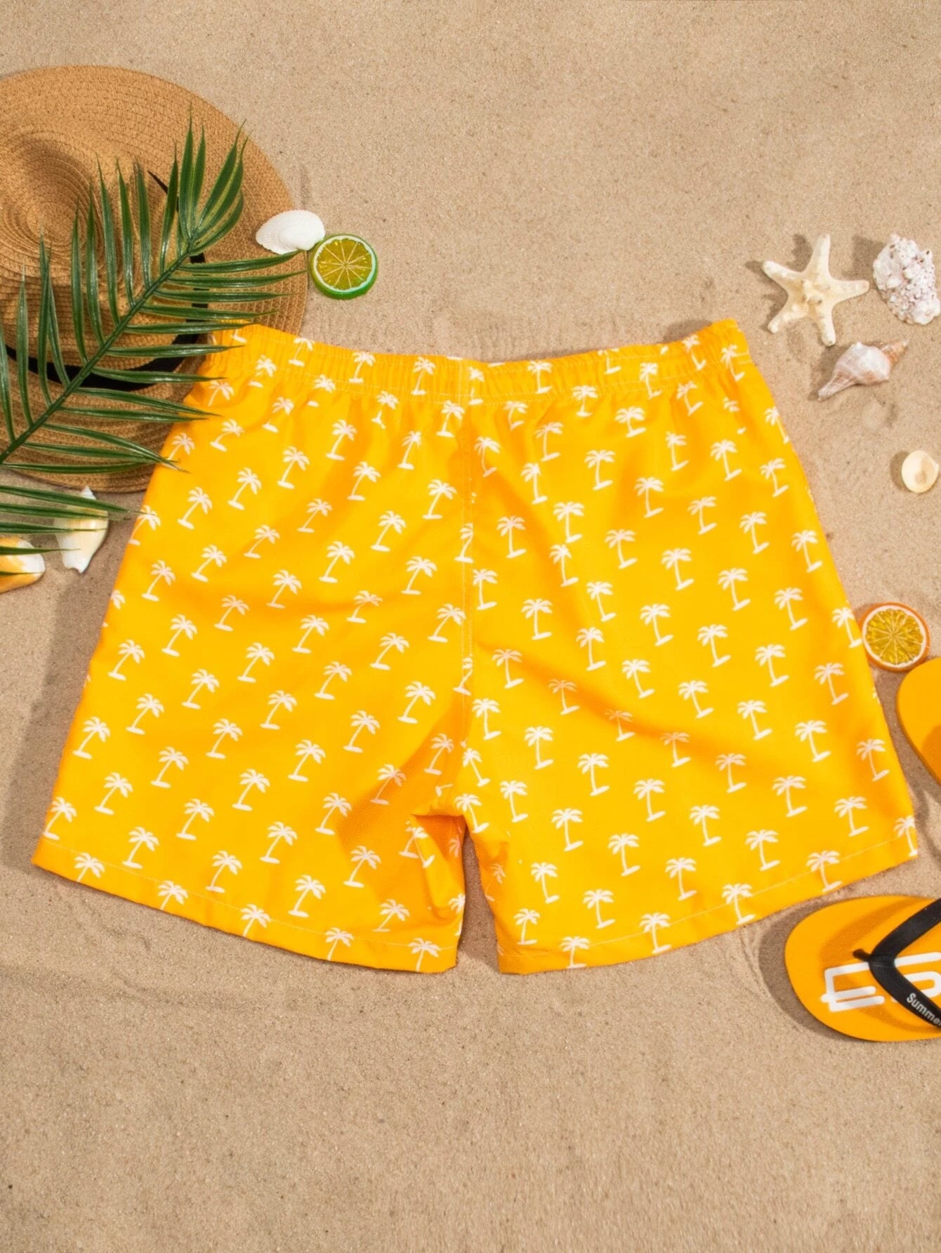Vibrant Tropical Allover Print Drawstring Waist Swim Trunks-Waves And Trunks