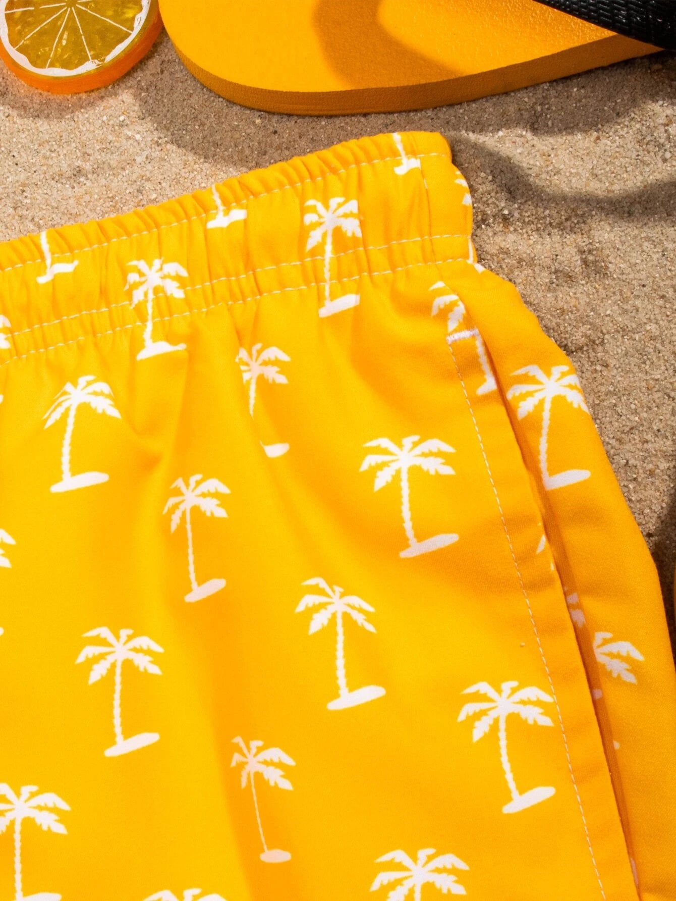 Tropical Print Drawstring Waist Swim Trunks-Waves And Trunks
