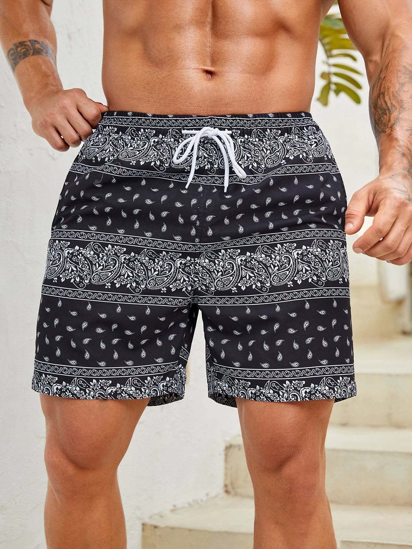 Paisley Print Swim Trunks-Waves And Trunks