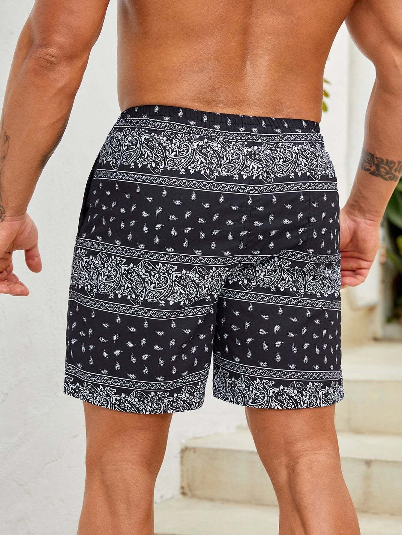 Paisley Print Swim Trunks-Waves And Trunks