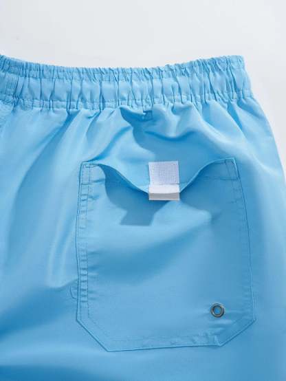 Plain Casual Waist Swim Trunks-Waves And Trunks