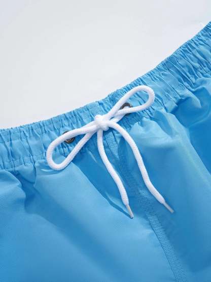 Plain Casual Waist Swim Trunks-Waves And Trunks