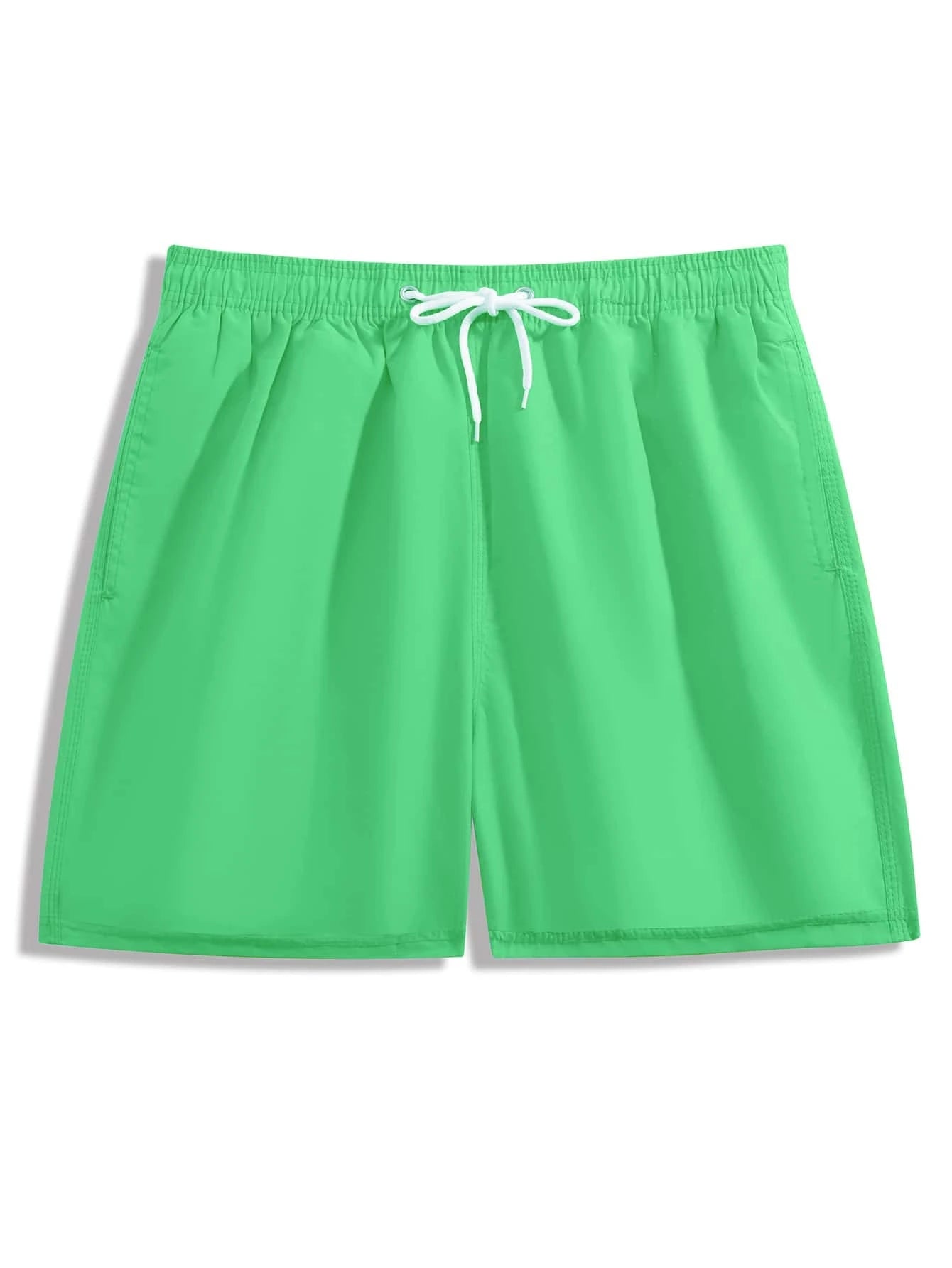 Plain Drawstring Waist Swim Trunks-Waves And Trunks