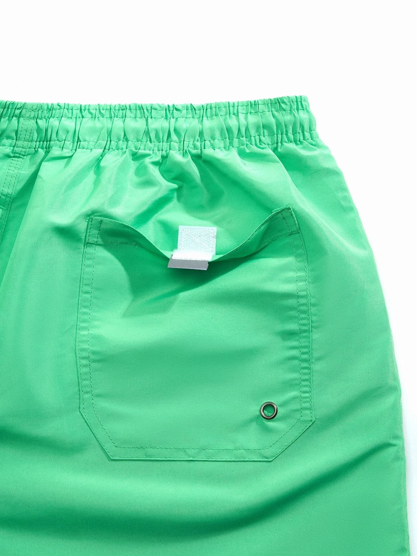 Plain Drawstring Waist Swim Trunks-Waves And Trunks