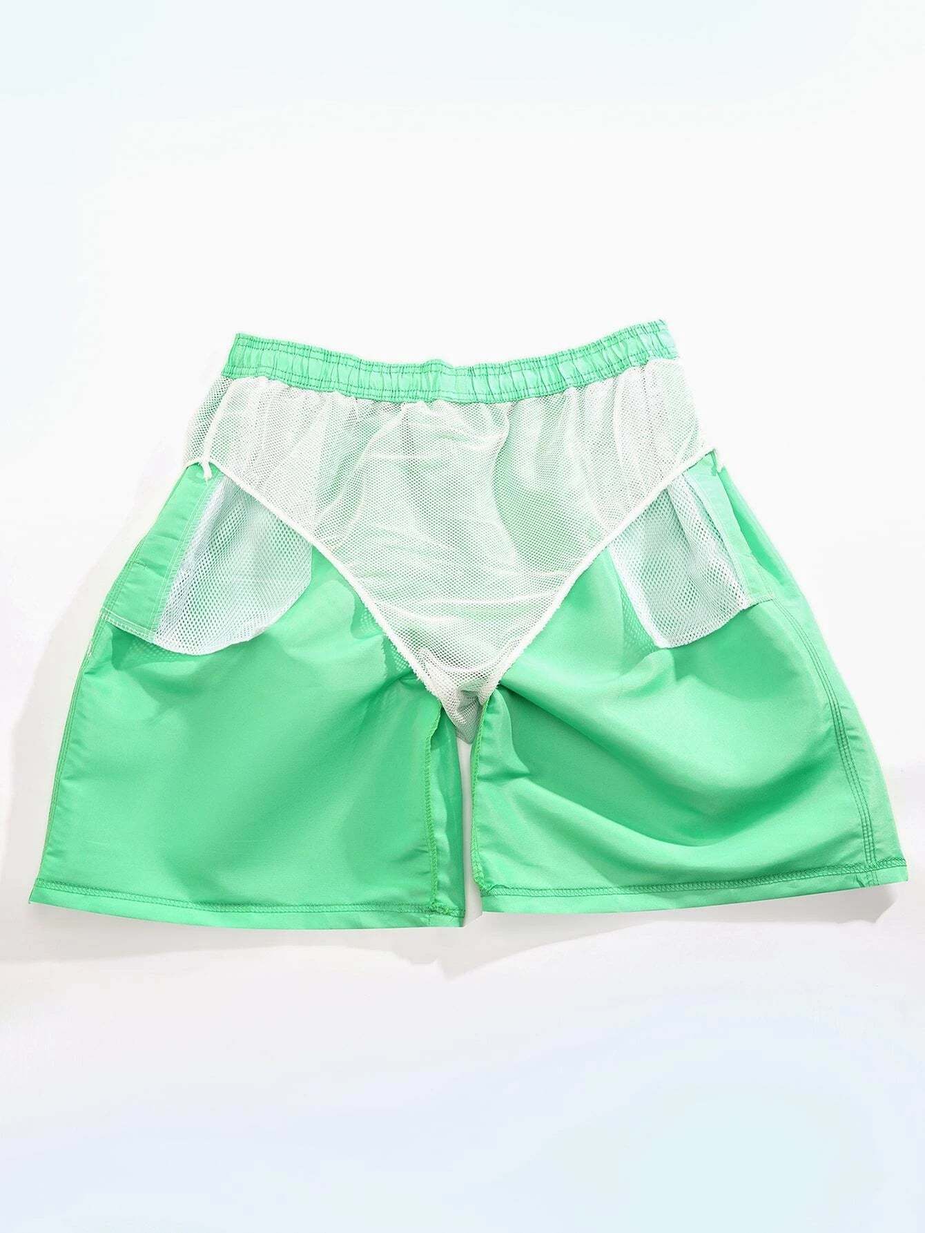 Plain Drawstring Waist Swim Trunks-Waves And Trunks