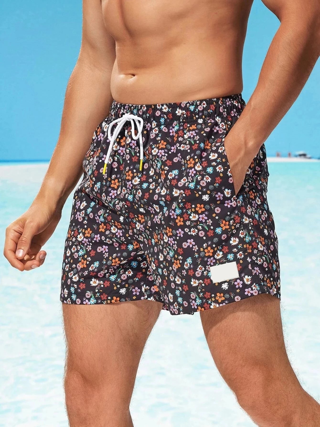 Ditsy Floral Drawstring Swim Trunks-Waves And Trunks