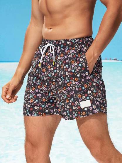 Ditsy Floral Drawstring Swim Trunks-Waves And Trunks