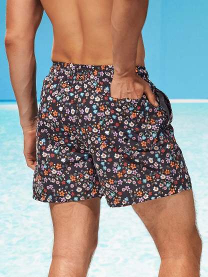 Ditsy Floral Drawstring Swim Trunks-Waves And Trunks