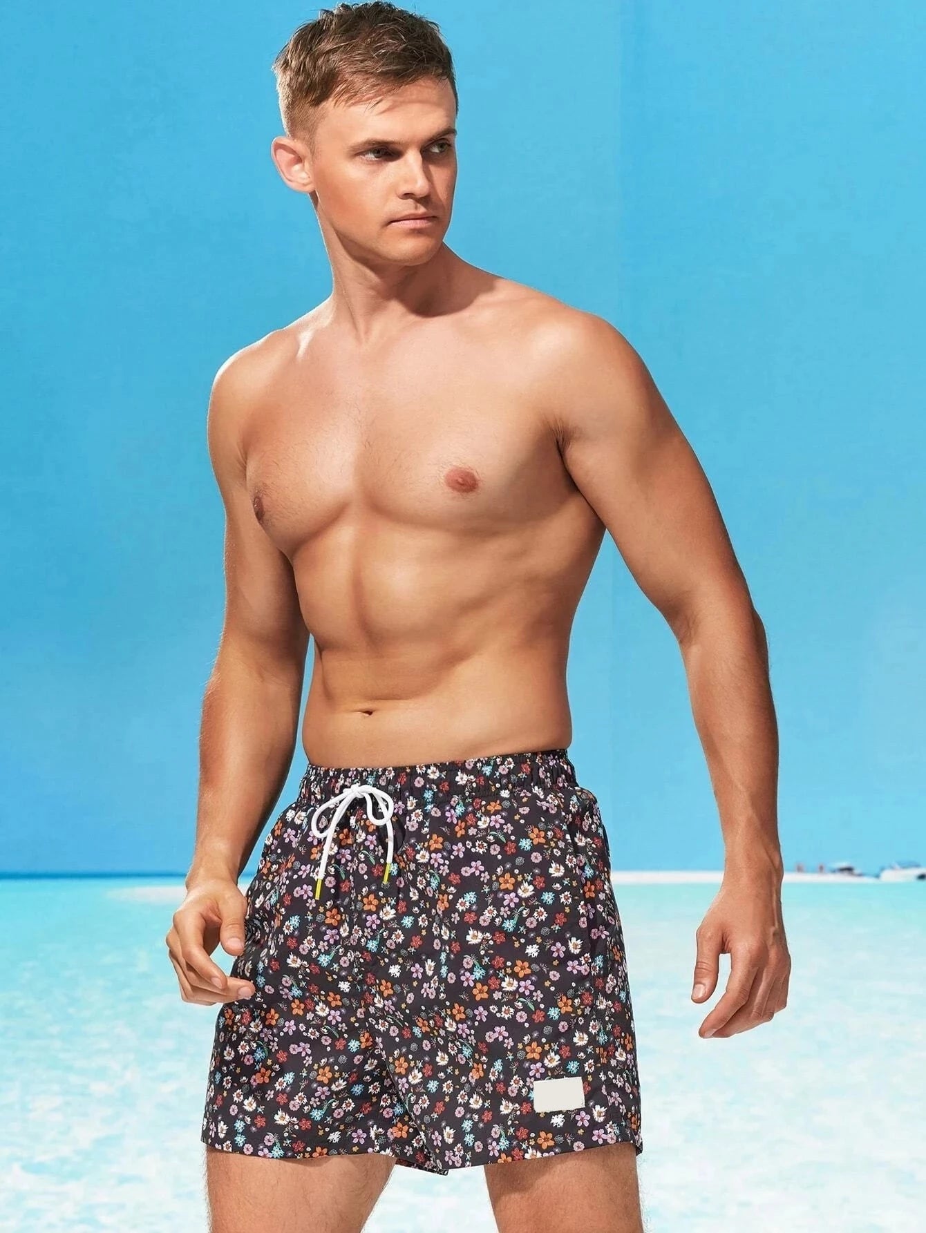 Ditsy Floral Drawstring Swim Trunks-Waves And Trunks