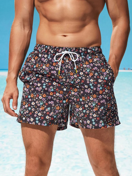 Ditsy Floral Drawstring Swim Trunks-Waves And Trunks