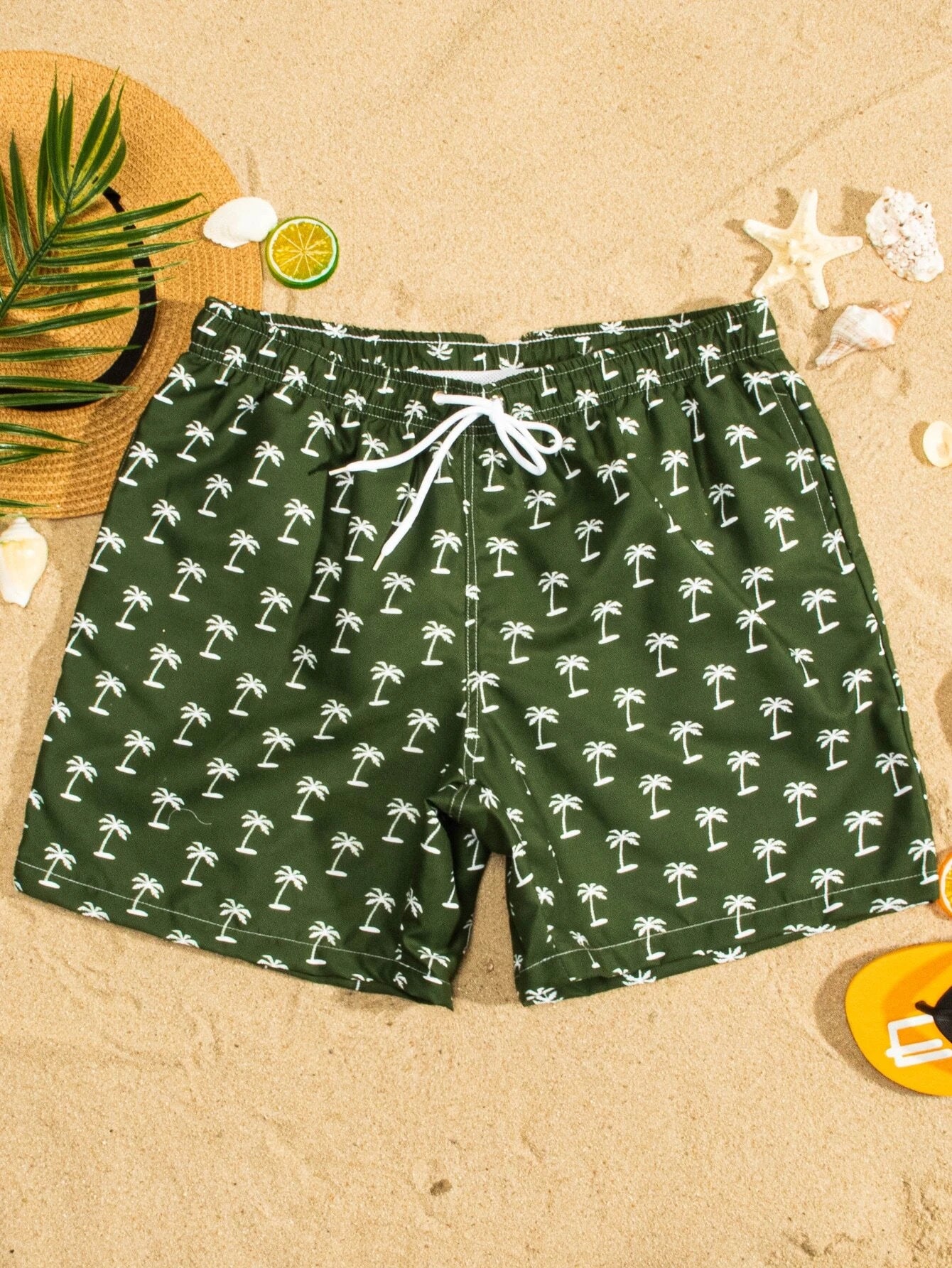 Vibrant Tropical Allover Print Drawstring Waist Swim Trunks-Waves And Trunks