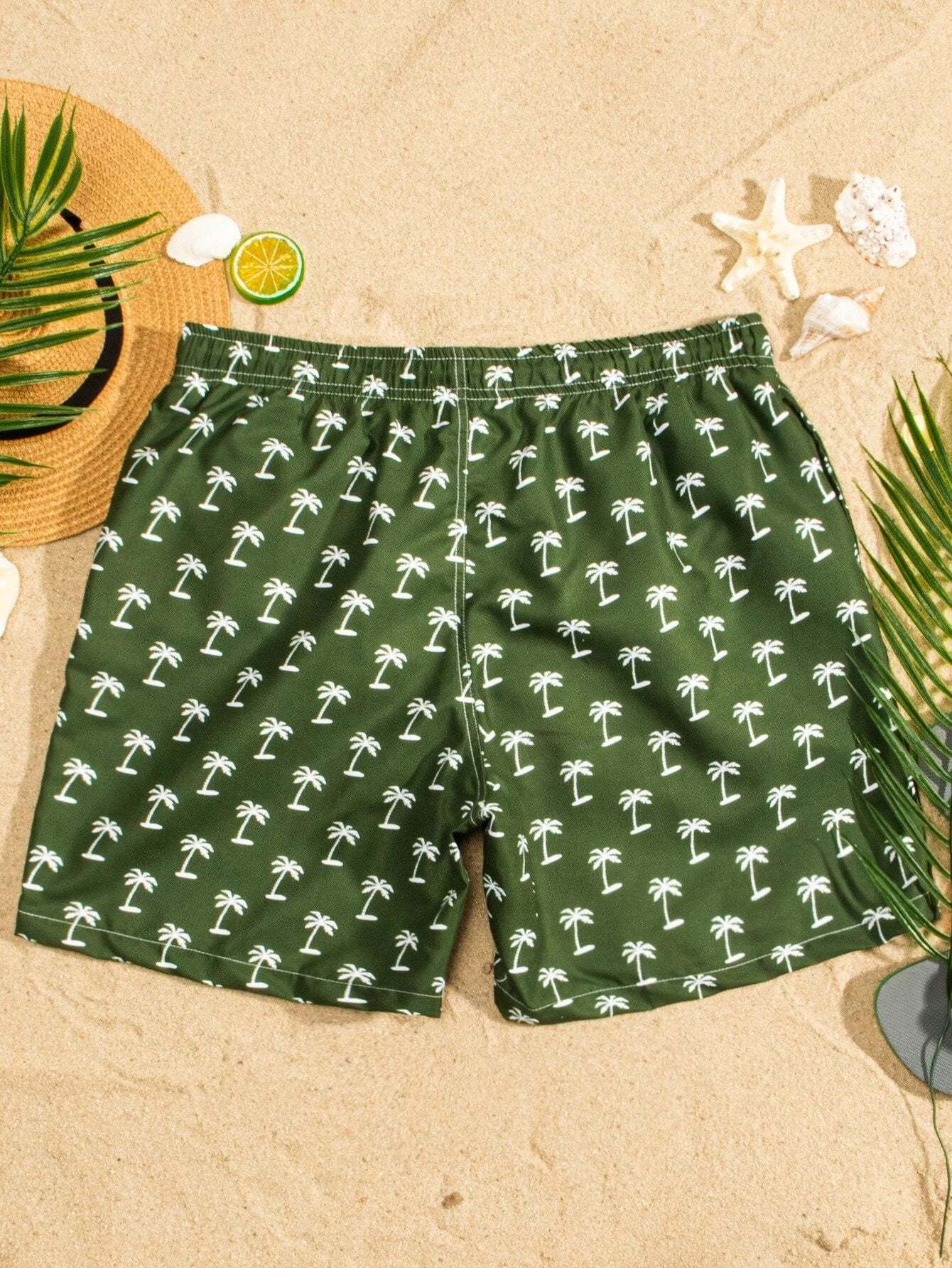 Vibrant Tropical Allover Print Drawstring Waist Swim Trunks-Waves And Trunks