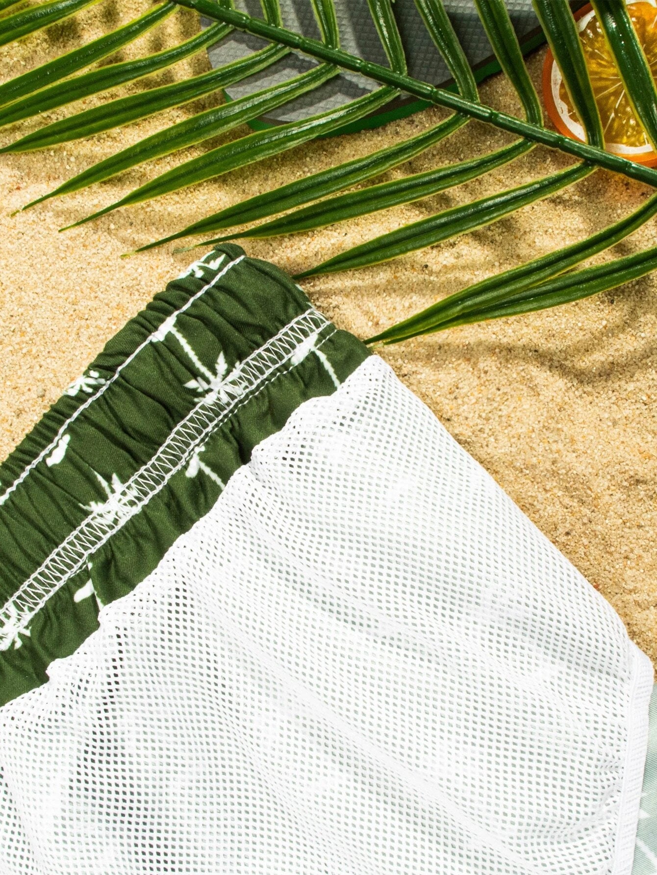 Coconut Tree Print Drawstring Beach Shorts-Waves And Trunks