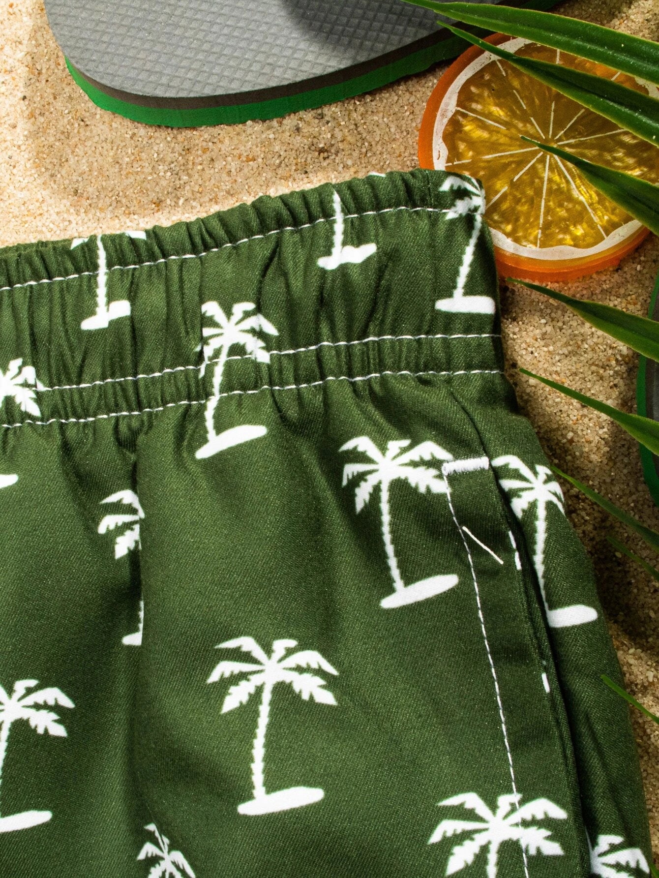 Tropical Print Drawstring Waist Swim Trunks-Waves And Trunks