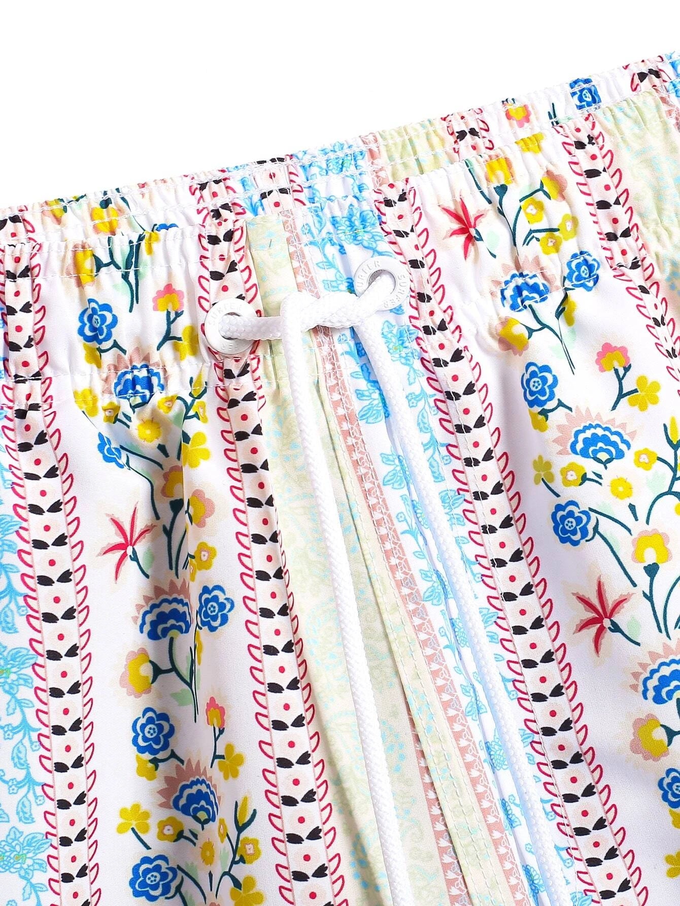 Floral Striped Printed Swim Shorts-Waves And Trunks