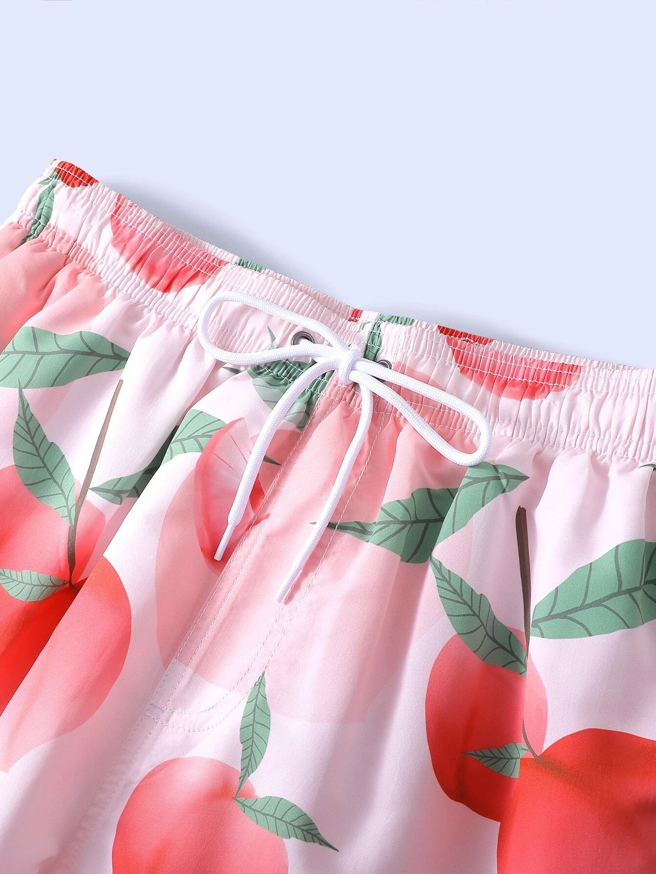 Peach Print Drawstring Waist Swim Trunks-Waves And Trunks