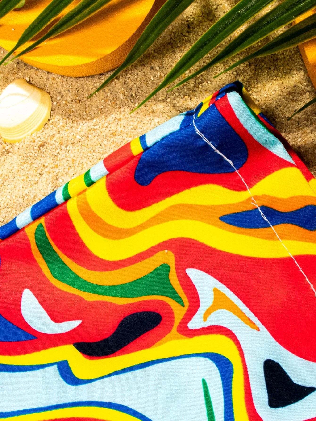 All Over Print Drawstring Pocket Swim Trunks-Waves And Trunks