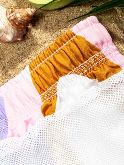 Allover Print Swim Trunks With Pocket-Waves And Trunks