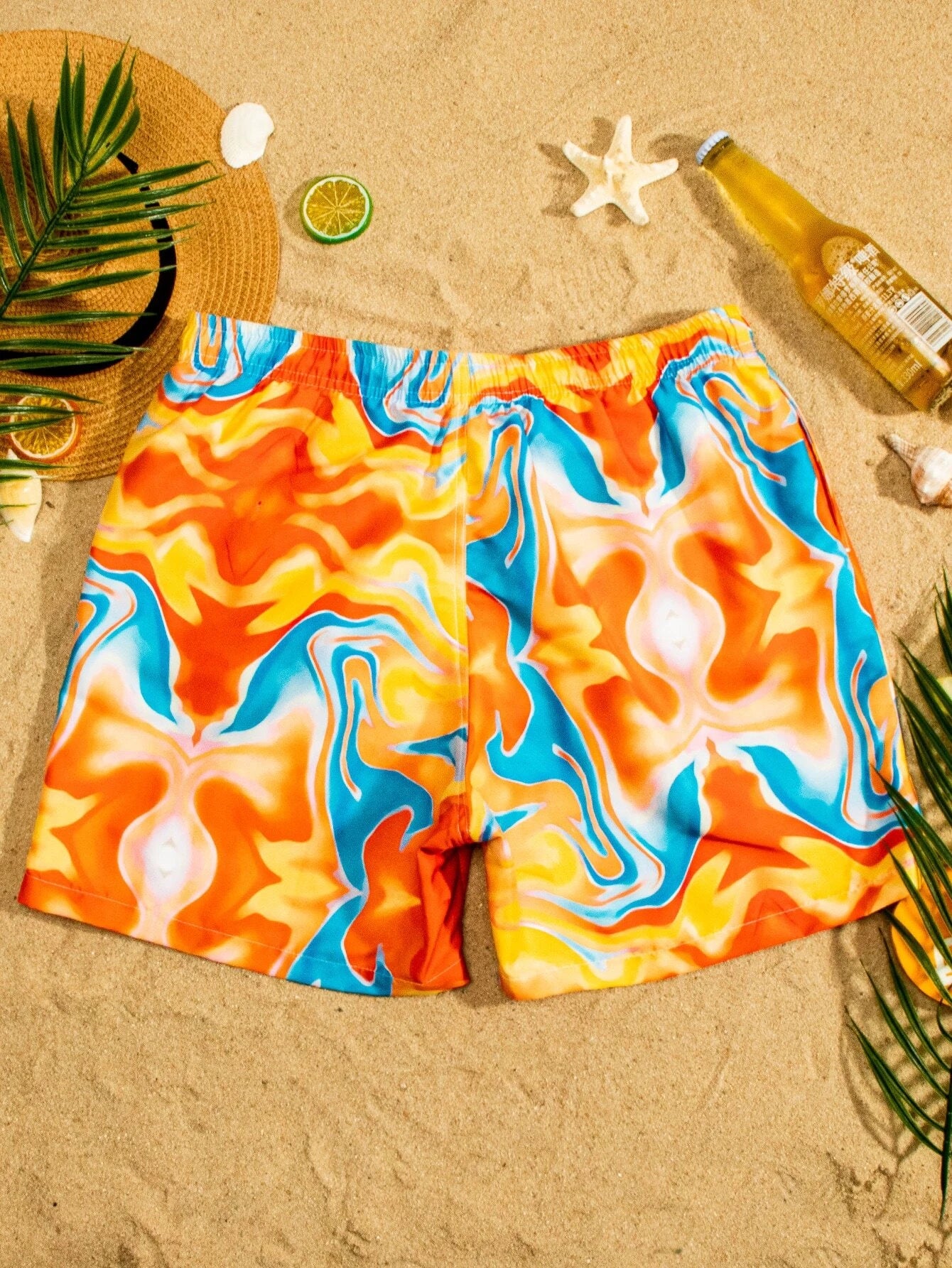 Drawstring Bottoms With All Over Print-Waves And Trunks