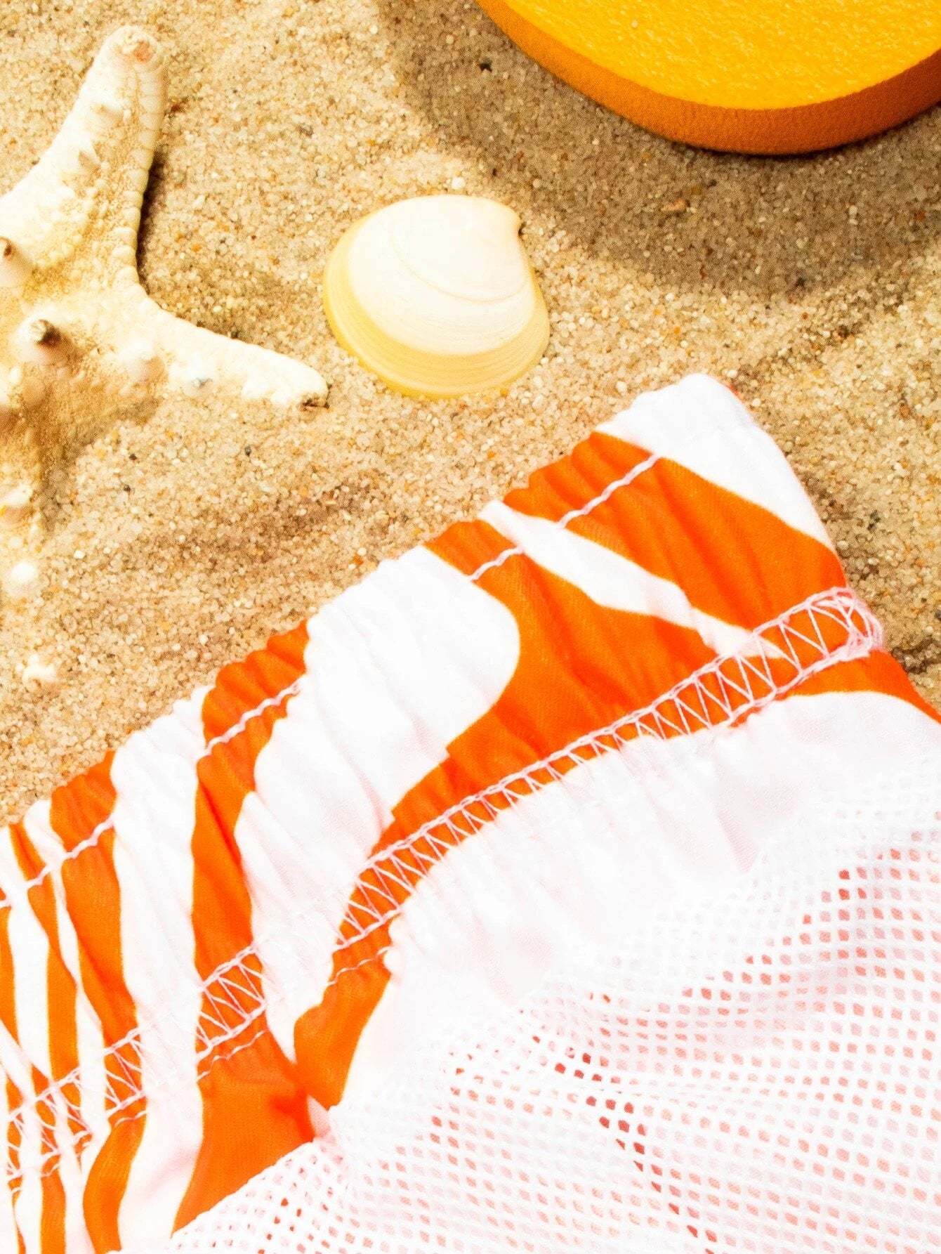 Full Print Drawstring Swim Trunks-Waves And Trunks