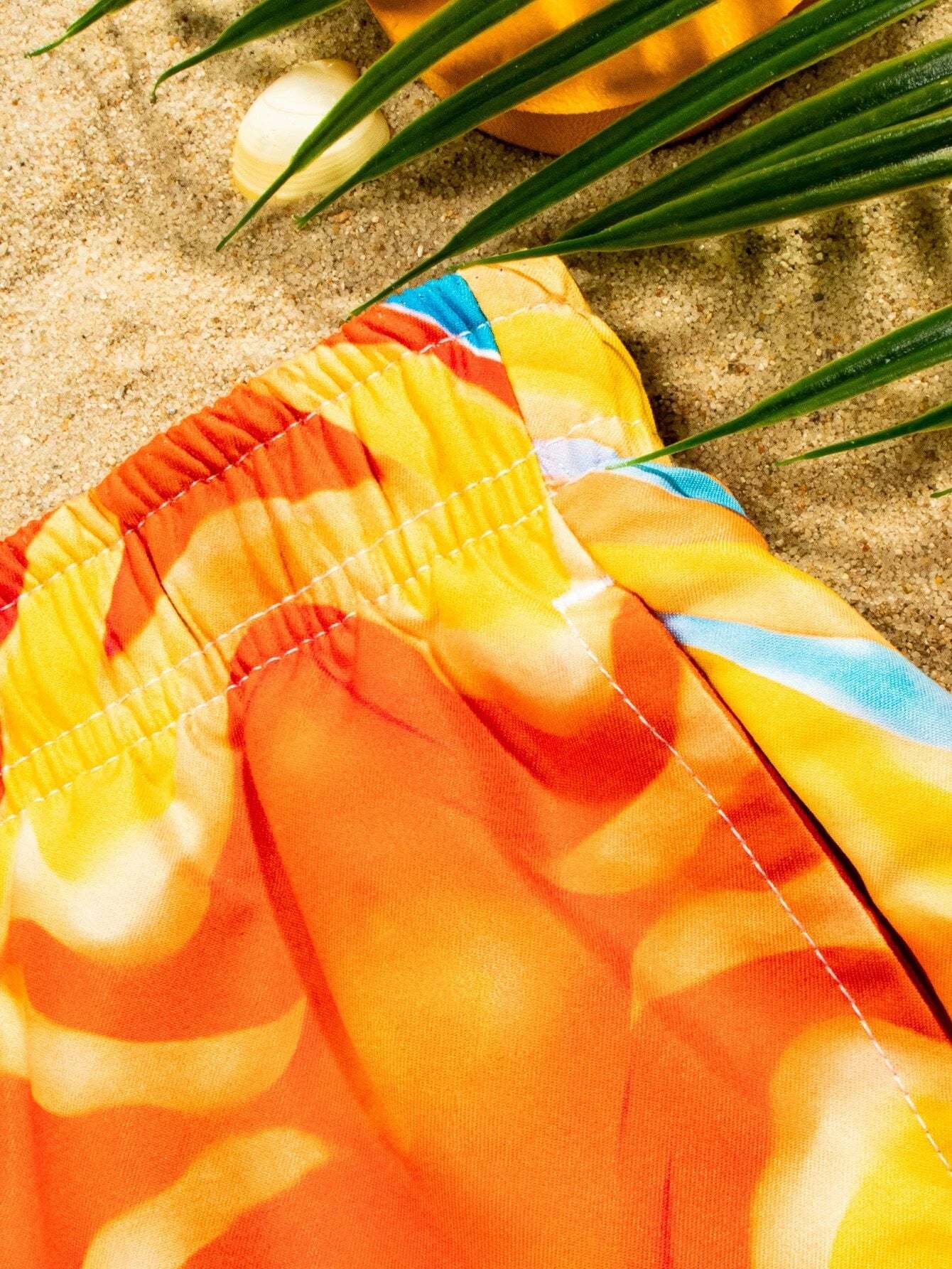 Drawstring Bottoms With All Over Print-Waves And Trunks