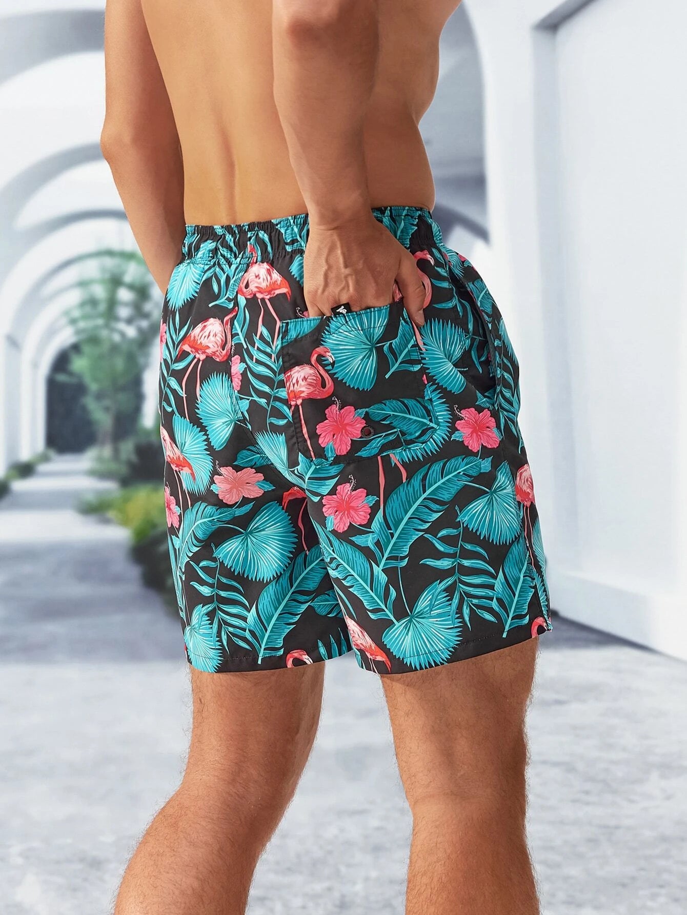 Tropical Print Drawstring Shorts-Waves And Trunks