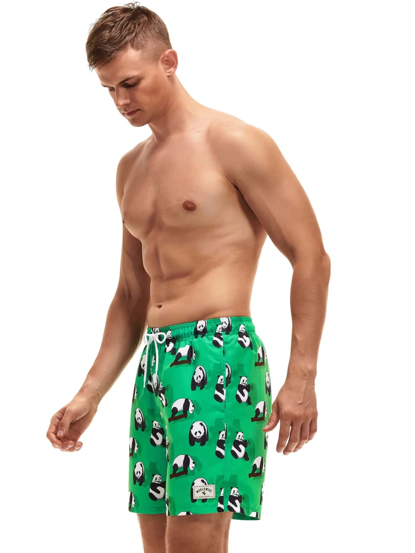 Animated Print Swim Trunks-Waves And Trunks