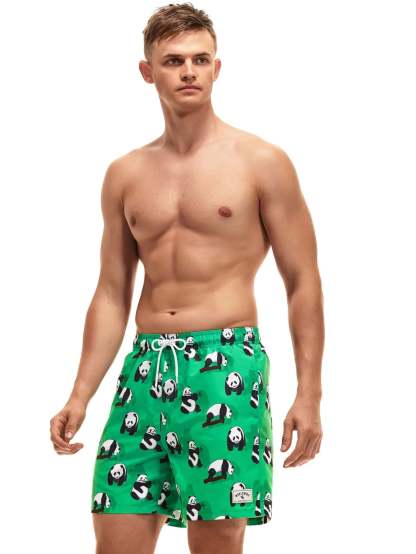 Animated Print Swim Trunks-Waves And Trunks