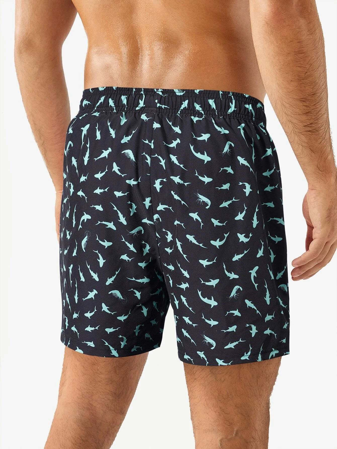 Allover Print Swim Trunks-Waves And Trunks