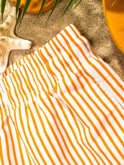 Vertical Striped Print Swim Shorts-Waves And Trunks