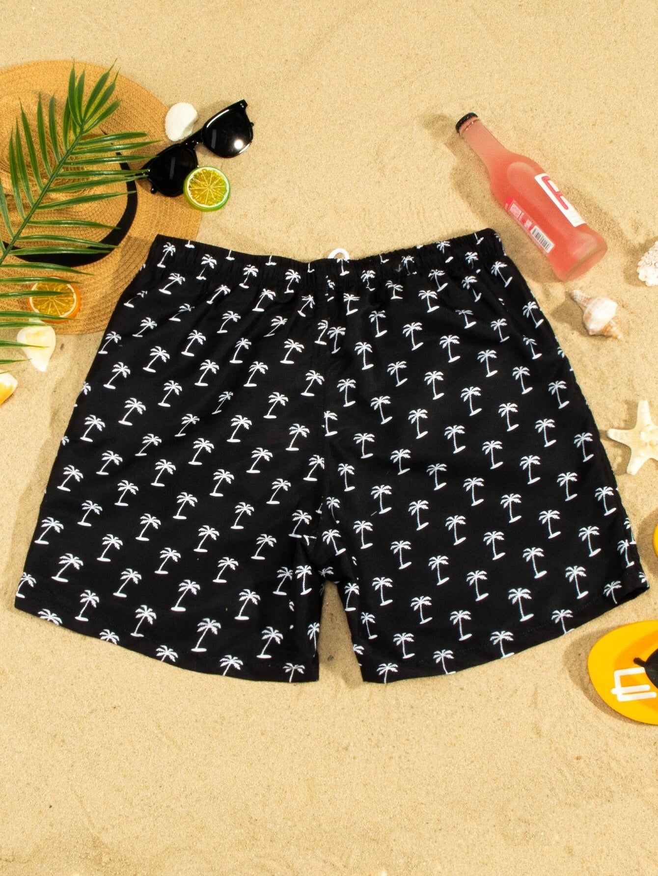 Vibrant Tropical Allover Print Drawstring Waist Swim Trunks-Waves And Trunks