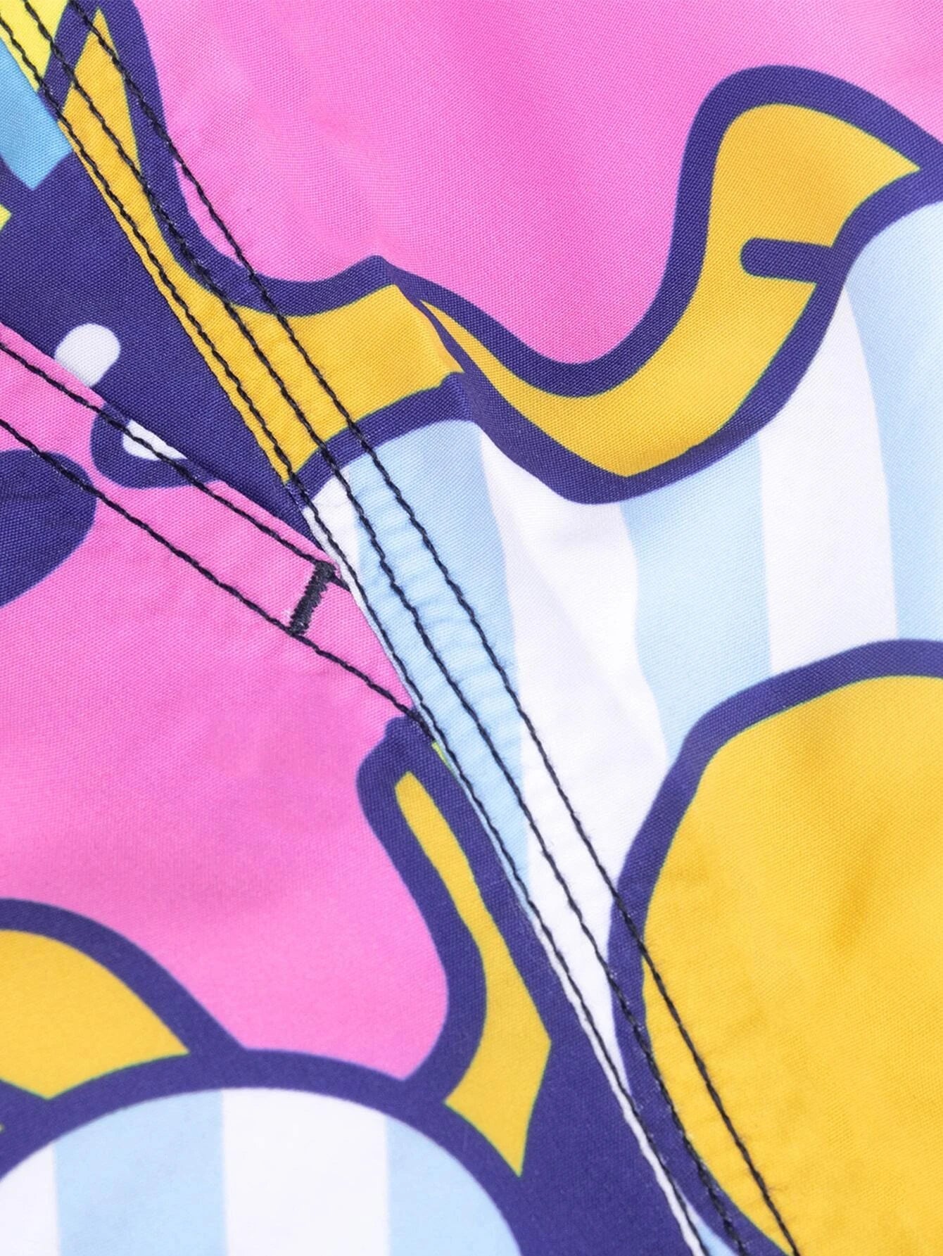 Graphic Drawstring Swim Shorts-Waves And Trunks