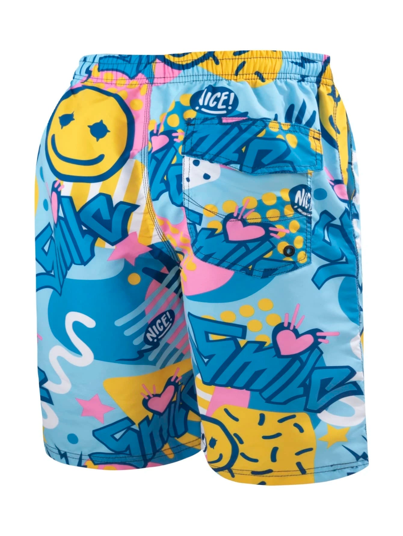 Cartoon Graphic Drawstring Waist Swim Shorts-Waves And Trunks