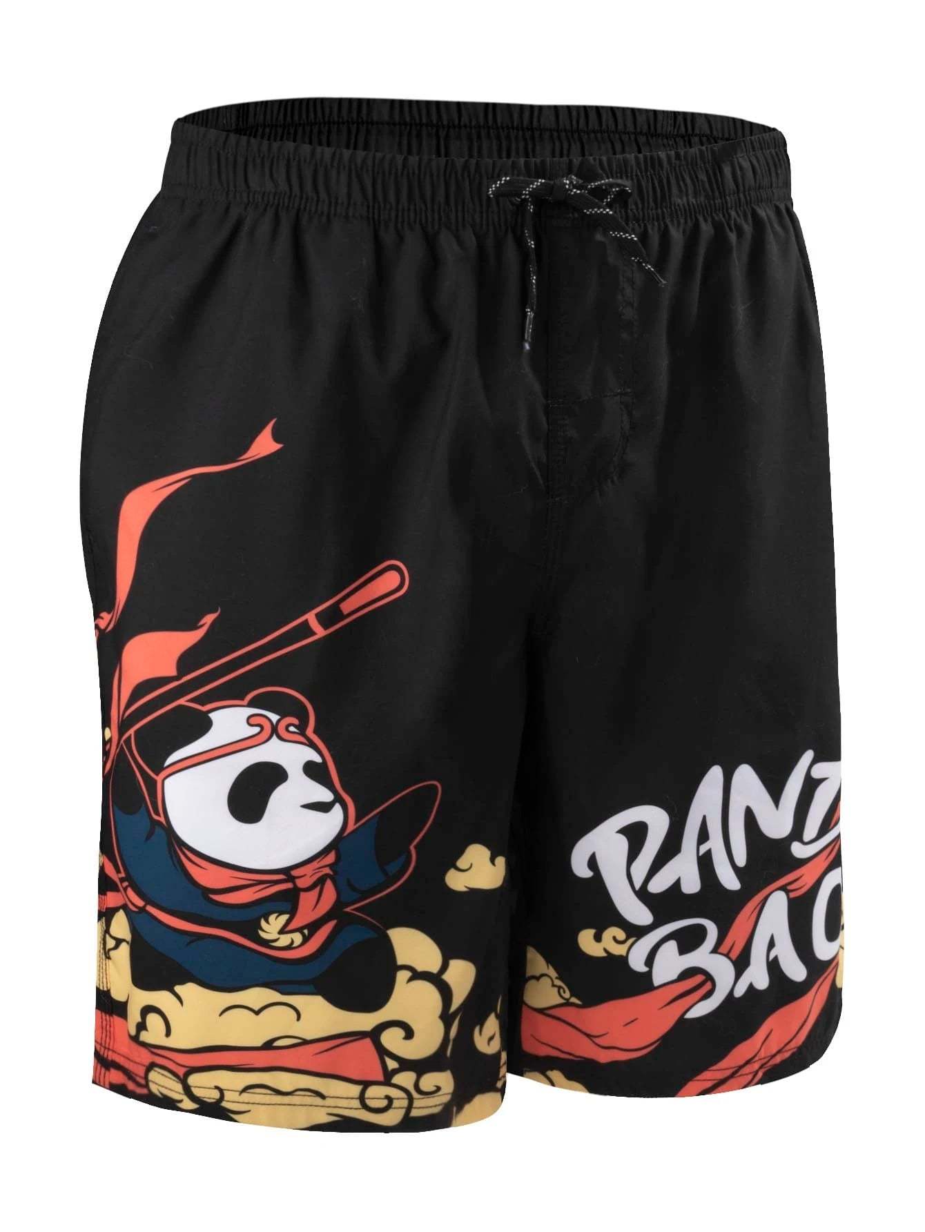 Drawstring Panda Print Swim Shorts-Waves And Trunks
