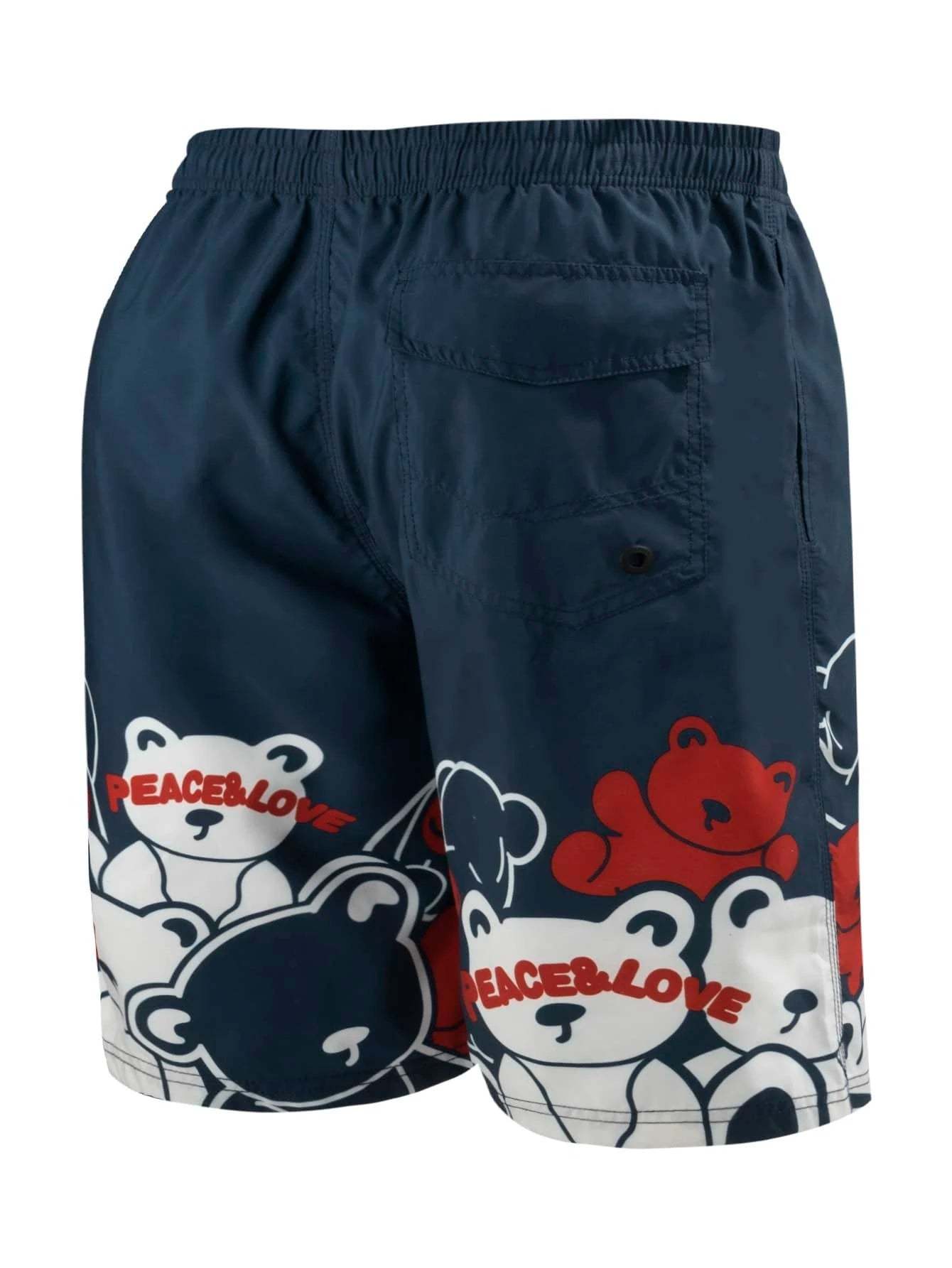 Cartoon Bear Print Swim Trunks-Waves And Trunks
