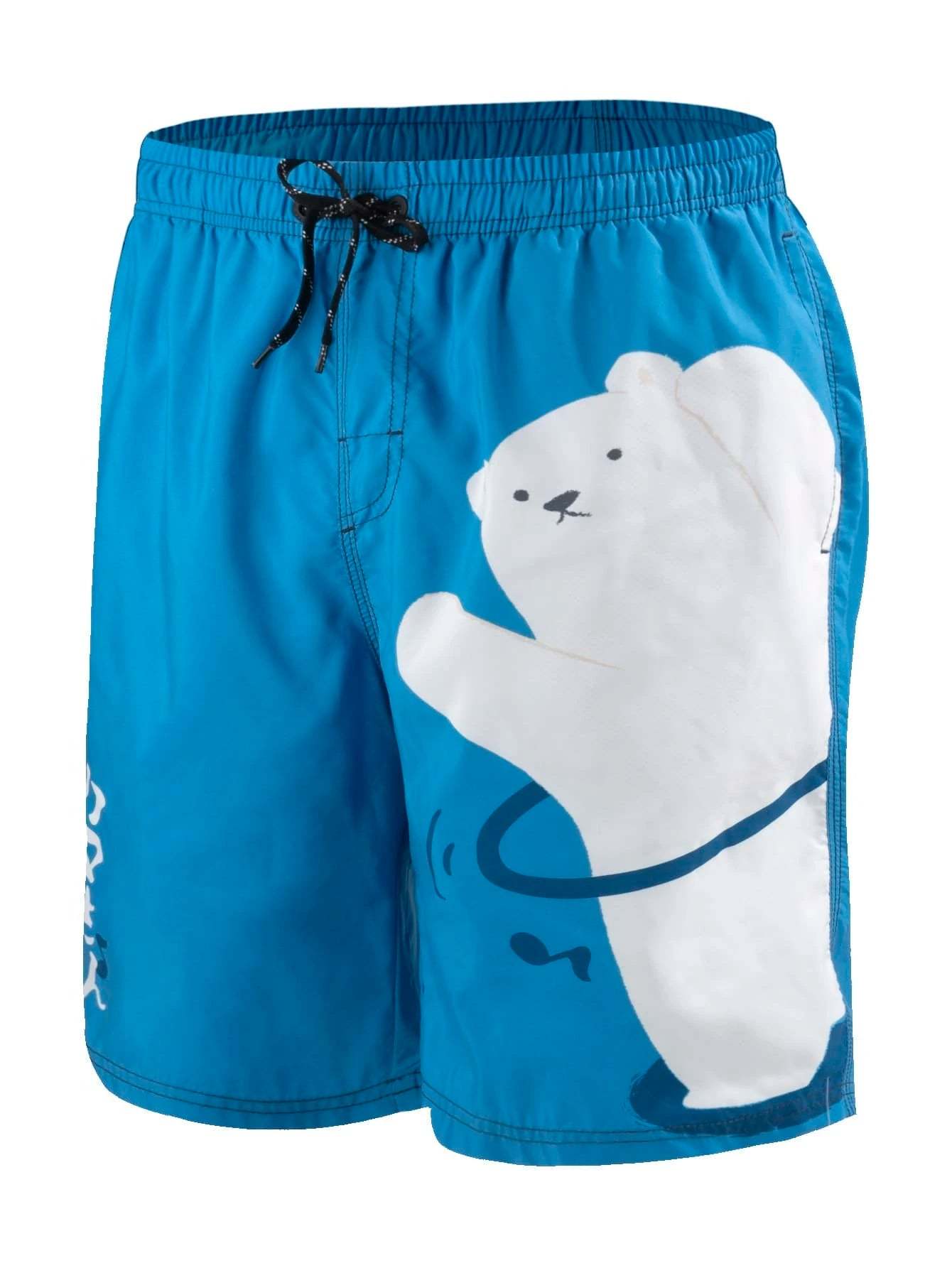 Non Stretch Bear Print Swim Shorts-Waves And Trunks