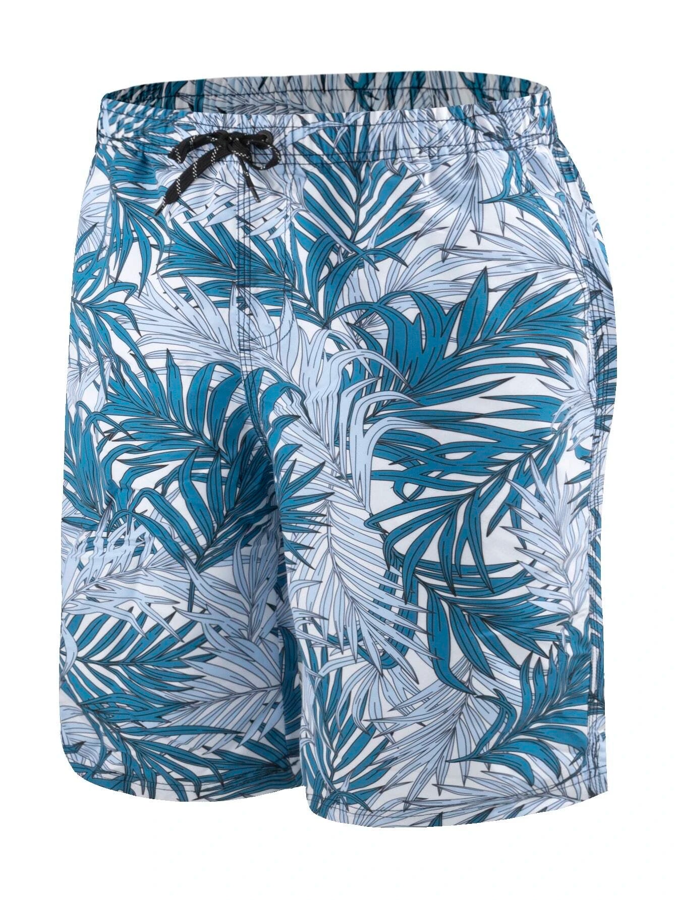Waist Swim Trunks With Tropical Print-Waves And Trunks
