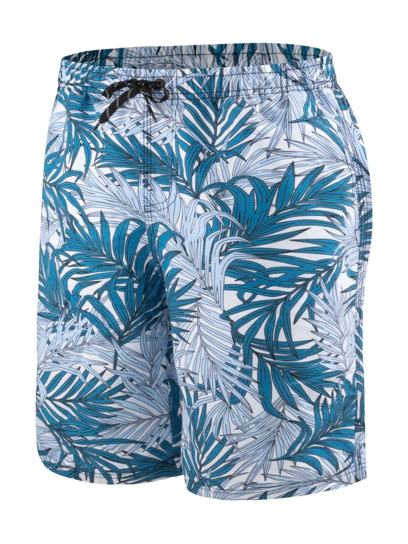 Waist Swim Trunks With Tropical Print-Waves And Trunks
