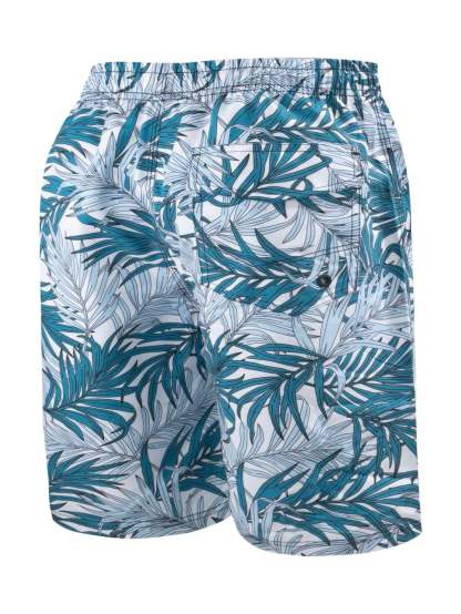 Waist Swim Trunks With Tropical Print-Waves And Trunks